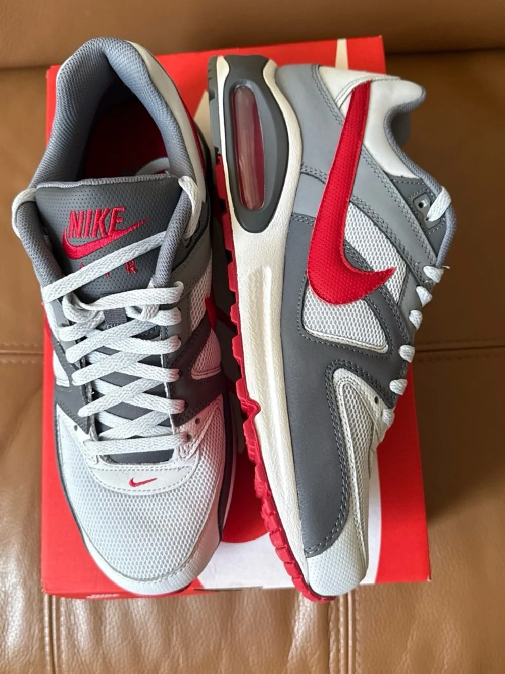 Nike Men’s Gray, White and Red Athletic Sneakers